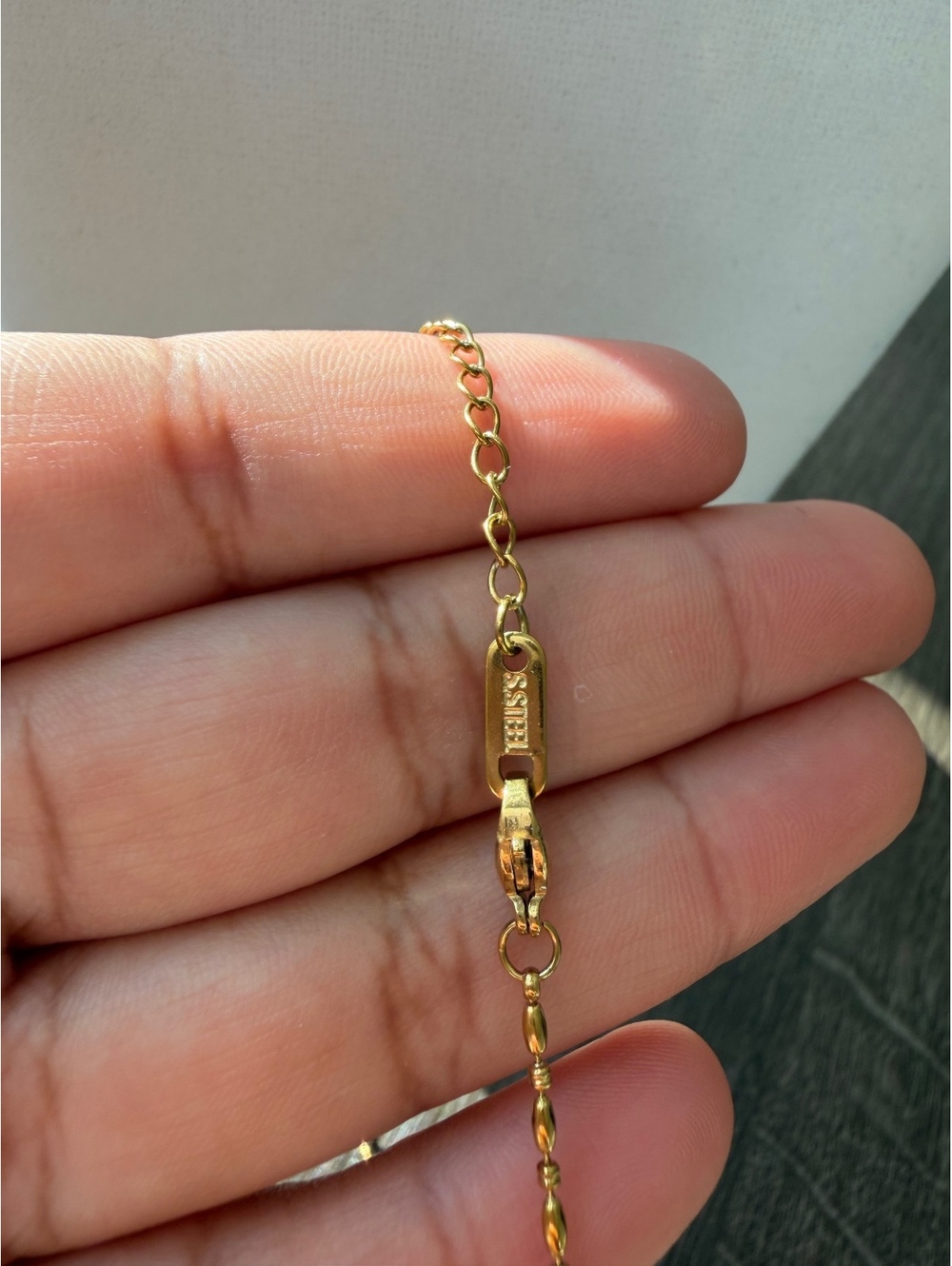 Non-Tarnish 18K Gold Plated Beaded Chain Necklace - Picture 3 of 4